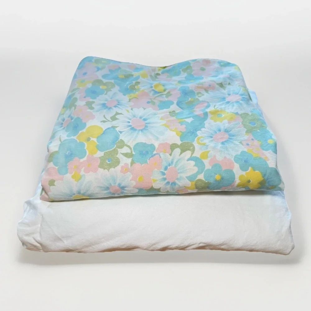 2‎ VTG Twin Fitted Sheets Ralph Lauren – White & Pacific Miracle Floral